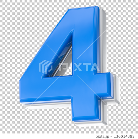 3d blue number 4 isolated on white 3d blue number 4 isolated on white 136014385