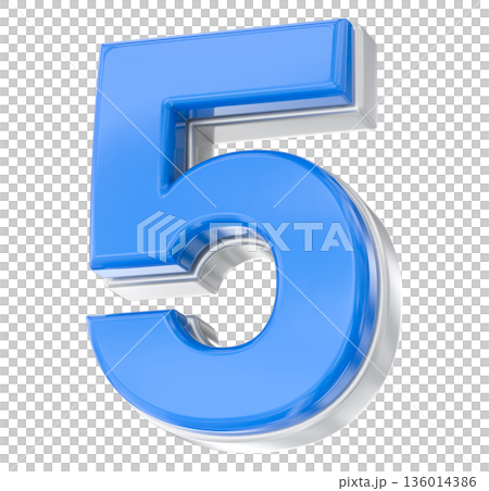 blue 3d number 5 isolated on white blue 3d number 5 isolated on white 136014386