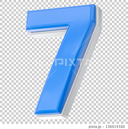 blue 3d number 7 with blue paint 136014388