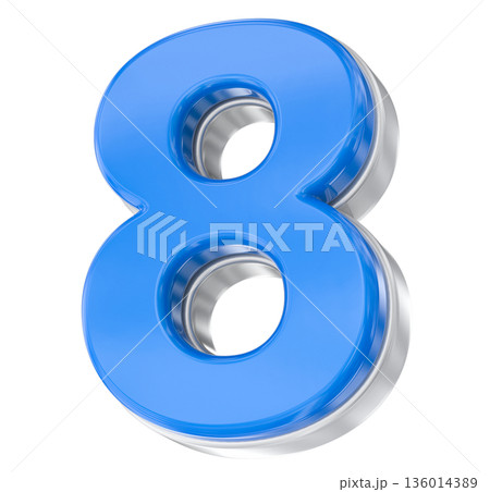 blue 3d number 8 isolated on white 136014389