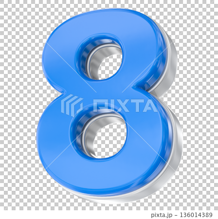 blue 3d number 8 isolated on white 136014389