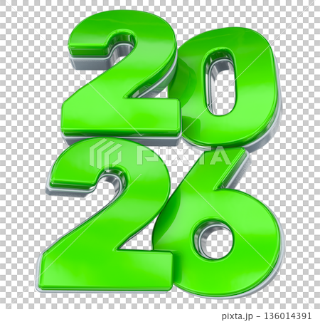 green plastic number2026  isolated on white 136014391