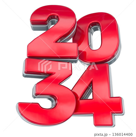 red sale 3d illustration number 2034 isolated on white 136014400