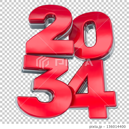 red sale 3d illustration number 2034 isolated on white 136014400