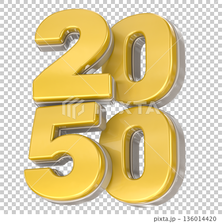golden number 2050 with gold 3dのイラスト素材 [136014420] - PIXTA