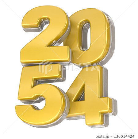 golden number 2054 with gold 3d 136014424