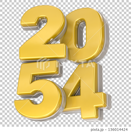 golden number 2054 with gold 3d 136014424