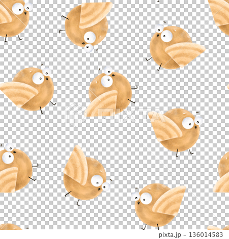 Easter seamless pattern. Funny chickens hand drawn pattern Easter seamless pattern. Funny chickens hand drawn pattern 136014583