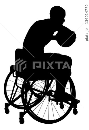 Basketball Wheelchair Man Basketballer Silhouette 136014770