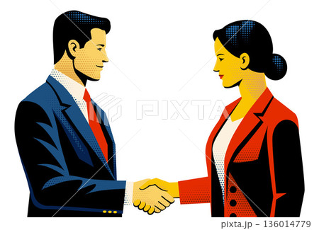 Business People Handshake Deal Retro Illustration 136014779