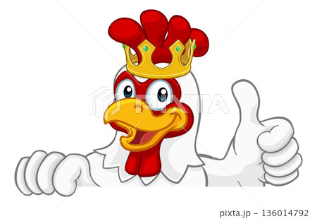 King Chicken Rooster Cockerel Bird Crown Cartoon 136014792