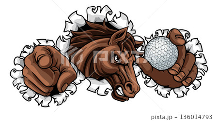 Horse Mustang Stallion Golf Sports Team Mascot 136014793