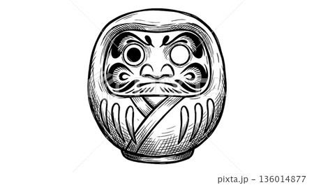 水彩で描いただるまのイラスト 136014877