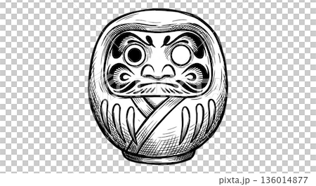 水彩で描いただるまのイラスト 136014877