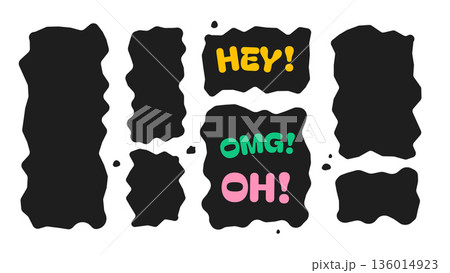 Black Wavy Organic Rectangle Text Boxのイラスト素材 [136014923] - PIXTA