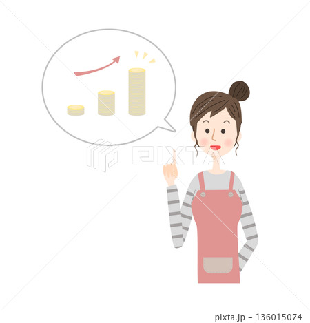 収入アップについて話す主婦 収入アップについて話す主婦 136015074