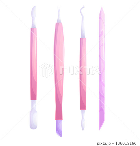 A set of manicure accessories, silver nail clippers and scissors on a white background. The concept of beauty and nail design. Isolated vector illustration for the design of banners, brochures, flyers 136015160