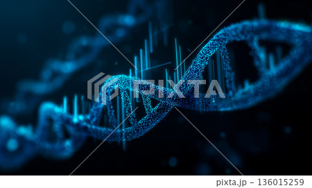 未来医療とバイオテクノロジーを象徴するデジタルDNA構造 136015259