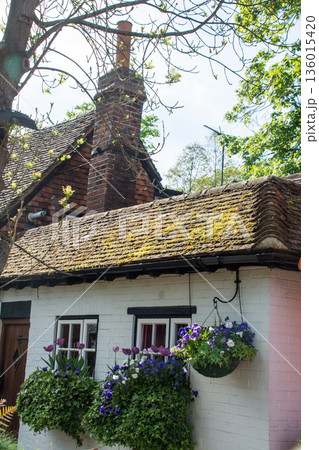屋根に苔が付いた歴史的な赤レンガの建物 ロンドン郊外のイーストコート・ハウスにて 屋根に苔が付いた歴史的な赤レンガの建物 ロンドン郊外のイーストコート・ハウスにて 136015420