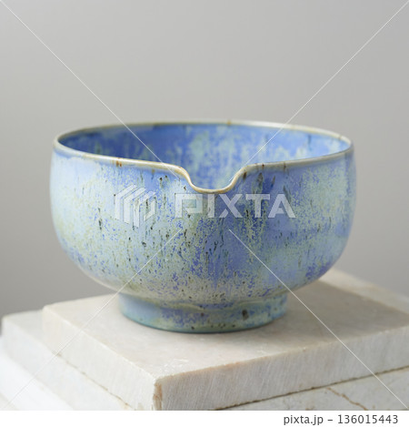 Tea bowl ceramic on gray background. 136015443