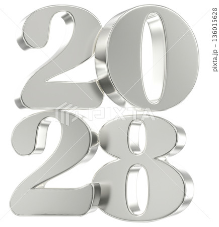 silver number2028 isolated on white background silver number2028 isolated on white background 136015628