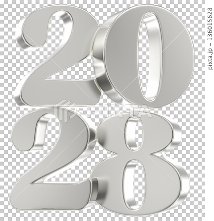 silver number2028 isolated on white background silver number2028 isolated on white background 136015628