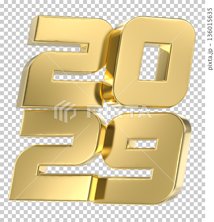 3d golden metal number 2029 on gold 136015635