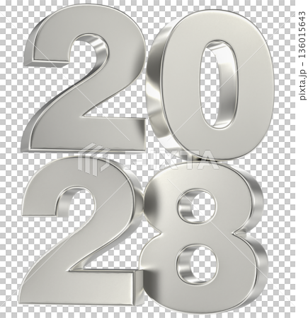 silver of metal 3d realistic 3d number2028 3d render golden numbers silver of metal 3d realistic 3d number2028 3d render golden numbers 136015643