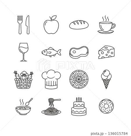 フード・ドリンクアイコンセット 136015784