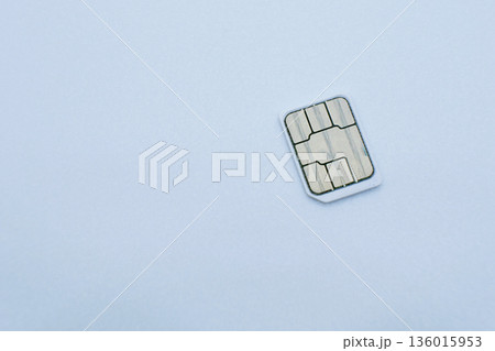 SIM Card Chip on White Background with Copy Space 136015953