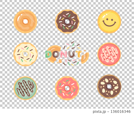 ドーナツイラストセット ドーナツイラストセット 136016346