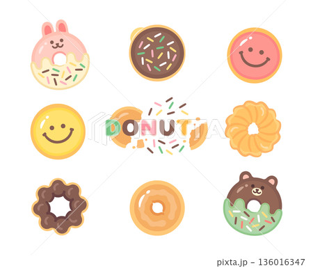 ドーナツイラストセット ドーナツイラストセット 136016347