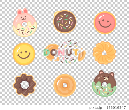 ドーナツイラストセット ドーナツイラストセット 136016347