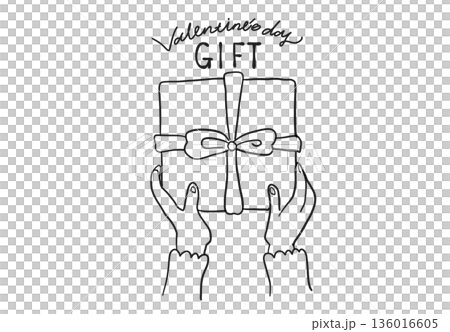バレンタインにプレゼントを渡す女性の手 136016605