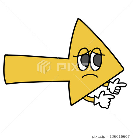 困った顔の黄色い矢印 136016607