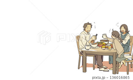 食事をする家族 136016865