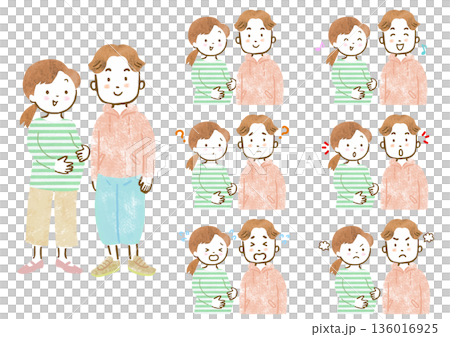 孕婦與丈夫臉部表情集 136016925