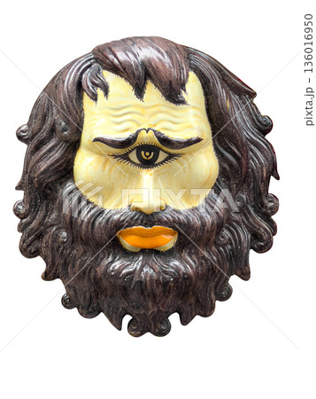 One eyed cyclops mythical creature head illustration 136016950