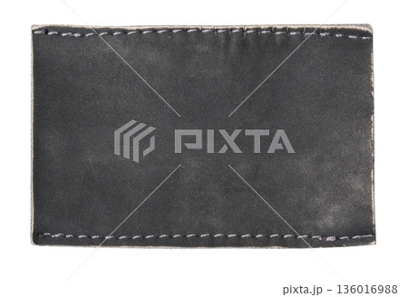 Blank black leather patch for clothing branding and labels 136016988