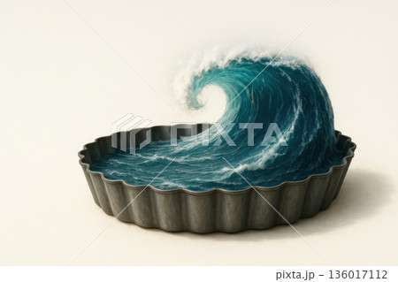 A huge wave in a metal baking dish. A huge wave in a metal baking dish. 136017112