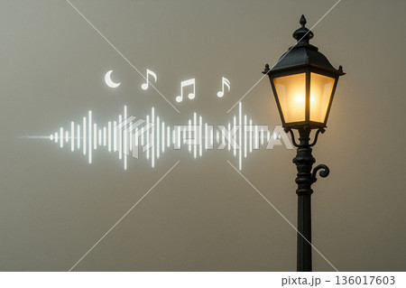 A lantern that emits musical waves and notes. A lantern that emits musical waves and notes. 136017603