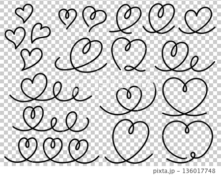 ハートの線画イラストセット 136017748