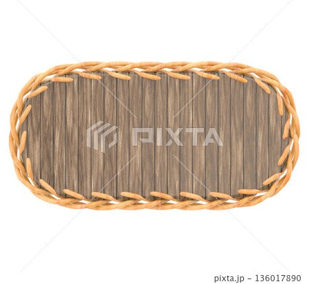 bamboo basket on white background 136017890