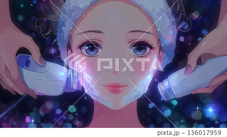 美容の施術を受ける女性のイラスト 136017959