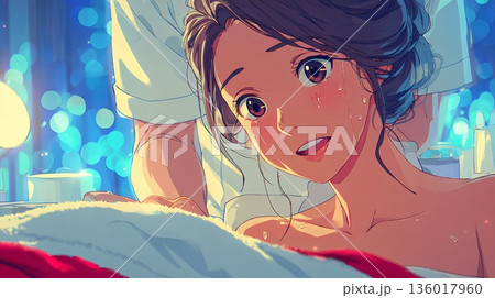 美容の施術を受ける女性のイラスト 136017960