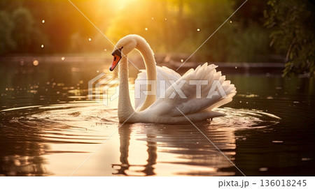 white swan in lake 136018245