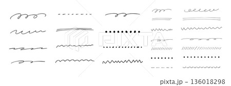 手書きのラインセット_黒 136018298