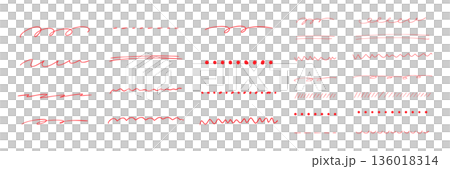 Simple hand-drawn line material set red Simple hand-drawn line material set red 136018314