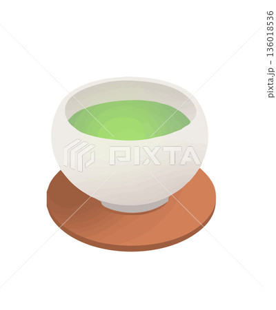 お茶 湯呑に入った日本茶のイラスト お茶 湯呑に入った日本茶のイラスト 136018536