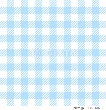 ツイルギンガムチェックの背景イラスト　15×15　水色 136018632